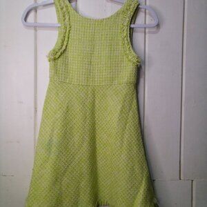 Zara Dress Girls 8 Sleeveless Tweed Raw Rem Green